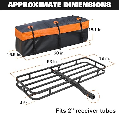 Miniatura 5 de WEIZE Portaequipajes de techo resistente de 64 x 39 pulgadas, capacidad de 150 libras, con extensión, soporte de equipaje superior para SUV,
