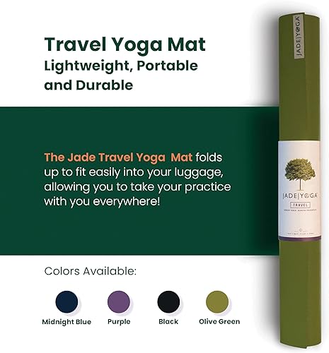 Miniatura 10 de JadeYoga Tapete de yoga de viaje, plegable, ligero y portátil, tapete de goma natural antideslizante para mujeres y hombres, ideal para yoga, hogar,