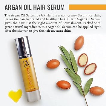 GK Hair Global Keratin Moisturizing Shampoo 300ml - Argan Oil Hair Serum 50ml - CurlsDefineHer Moisturizing Cream 100ml