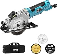 Seesii Mini Circular Saw with Laser Guide, 4.8A 4000RPM Corded Saw, 3 Blades for Wood Metal Tile, 1-11/16" Depth