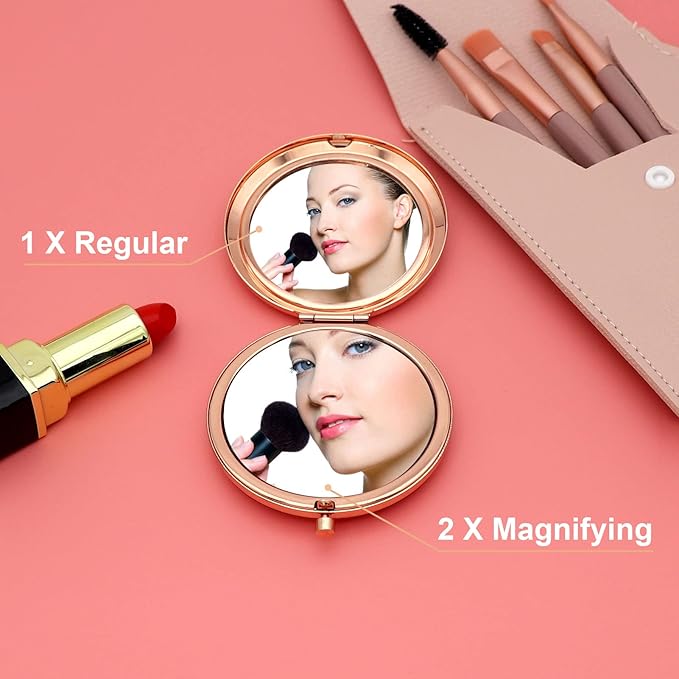 Espejo de Maquillaje Redondo Gevody Rose Gold miniatura 3