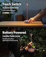 Vista 4 de Juego de 2 lámparas de mesa modernas inalámbricas, lámparas LED de escritorio portátiles, iluminación con batería recargable de 5000mAh