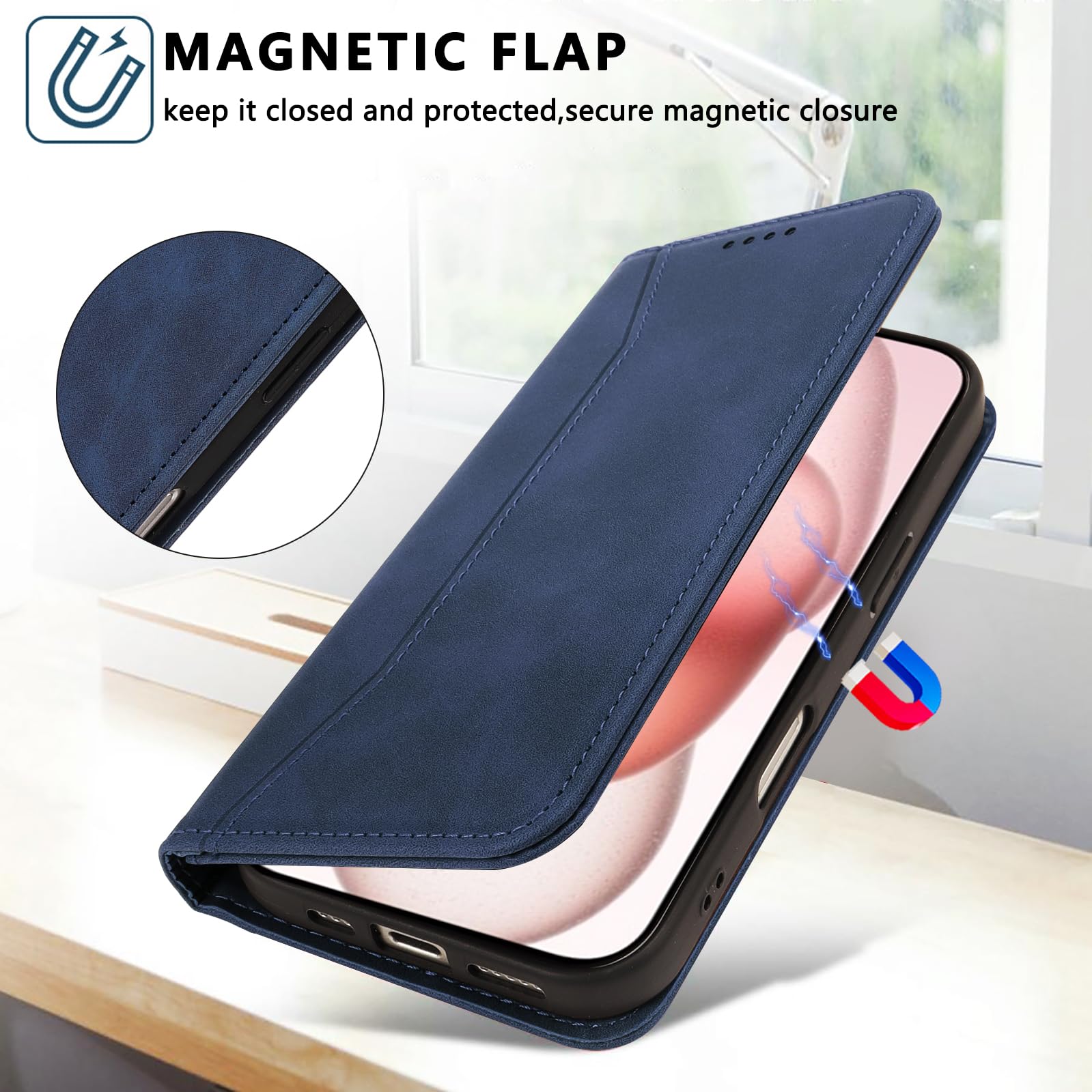 Cover per Apple iPhone 15 Custodia a libro pelle magnetica