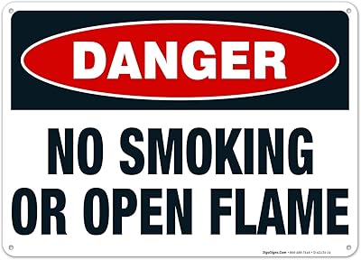 Danger Sign, No Smoking Or Open Flame Sign, 10x14 Inches, Rust Free .040 Aluminum, Fade Resistant, Made in USA by Sigo Signs