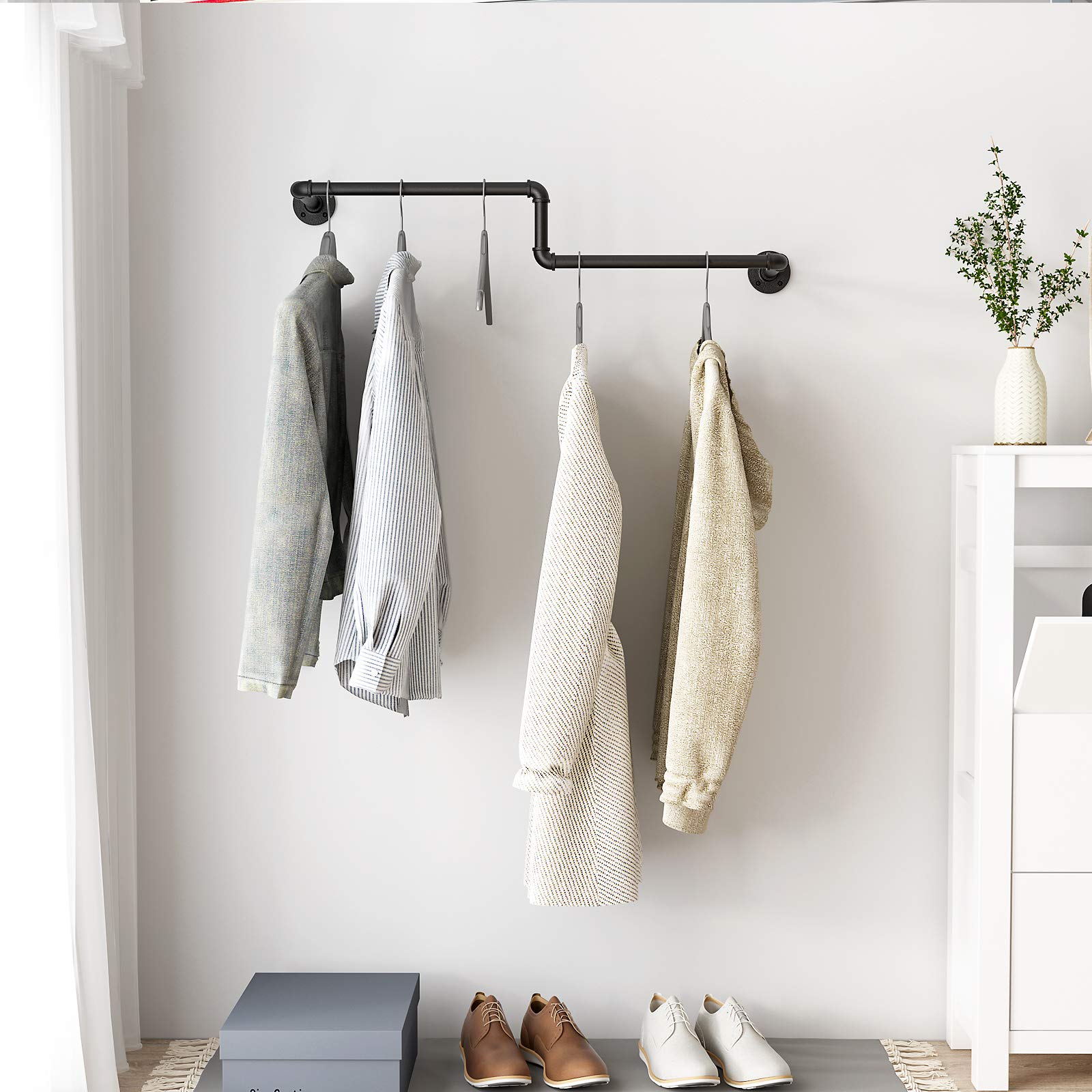 OROPY Wall Mounted Clothes Rail, 100cm Long Zshaped Garment Hanging