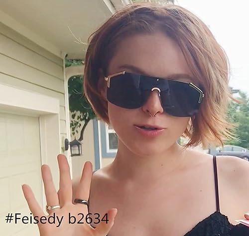 Miniatura 3 de FEISEDY Gafas de sol clásicas siamesas de una pieza de gran tamaño bonito diseño retro sin montura para mujeres y hombres B2634