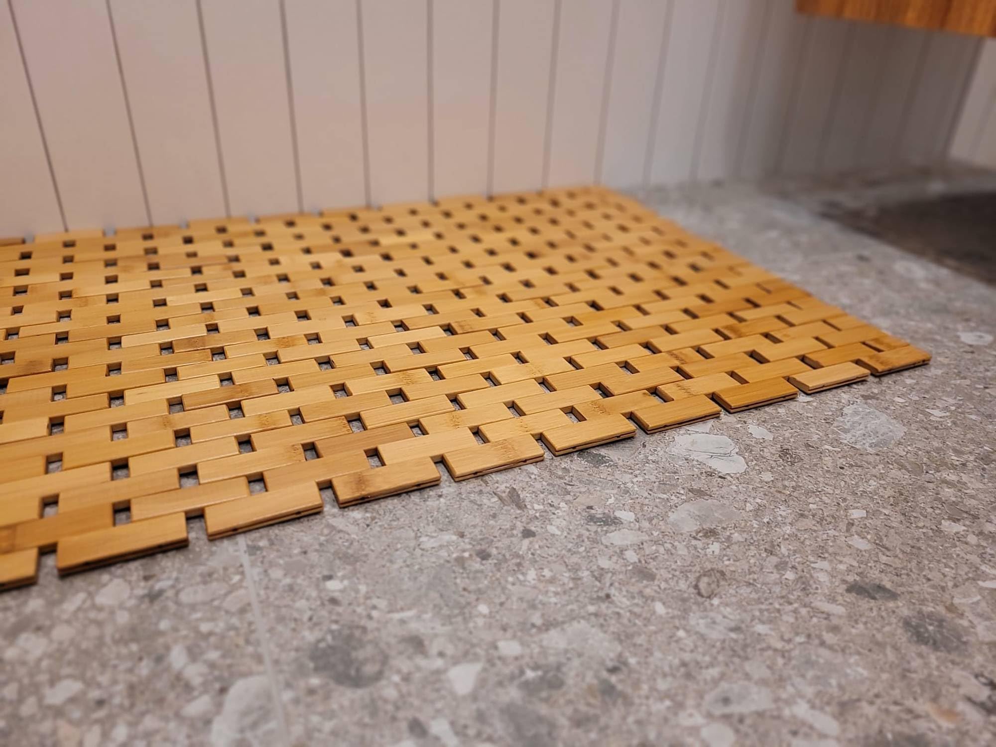 Tappetino da bagno in bambù, 80 x 50 cm, antiscivolo, impermeabile, ad asciugatura rapida