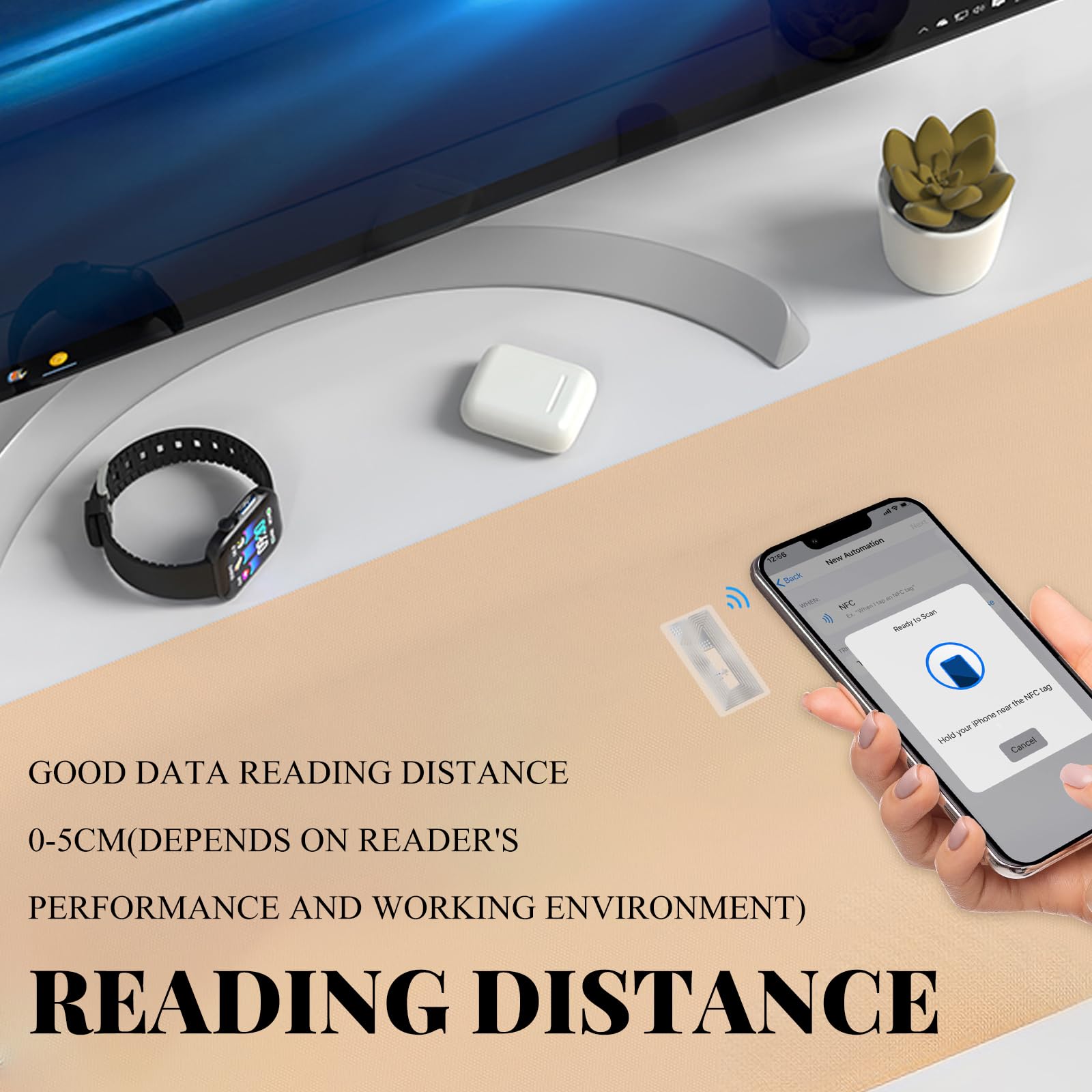100 etichette adesive NFC con chip originale NTAG213 da 13,56 MHz, etichette NFC trasparenti, impermeabili, adesivi NFC Ntag213, memoria a 144 byte, compatibili con tutti gli smartphone e i