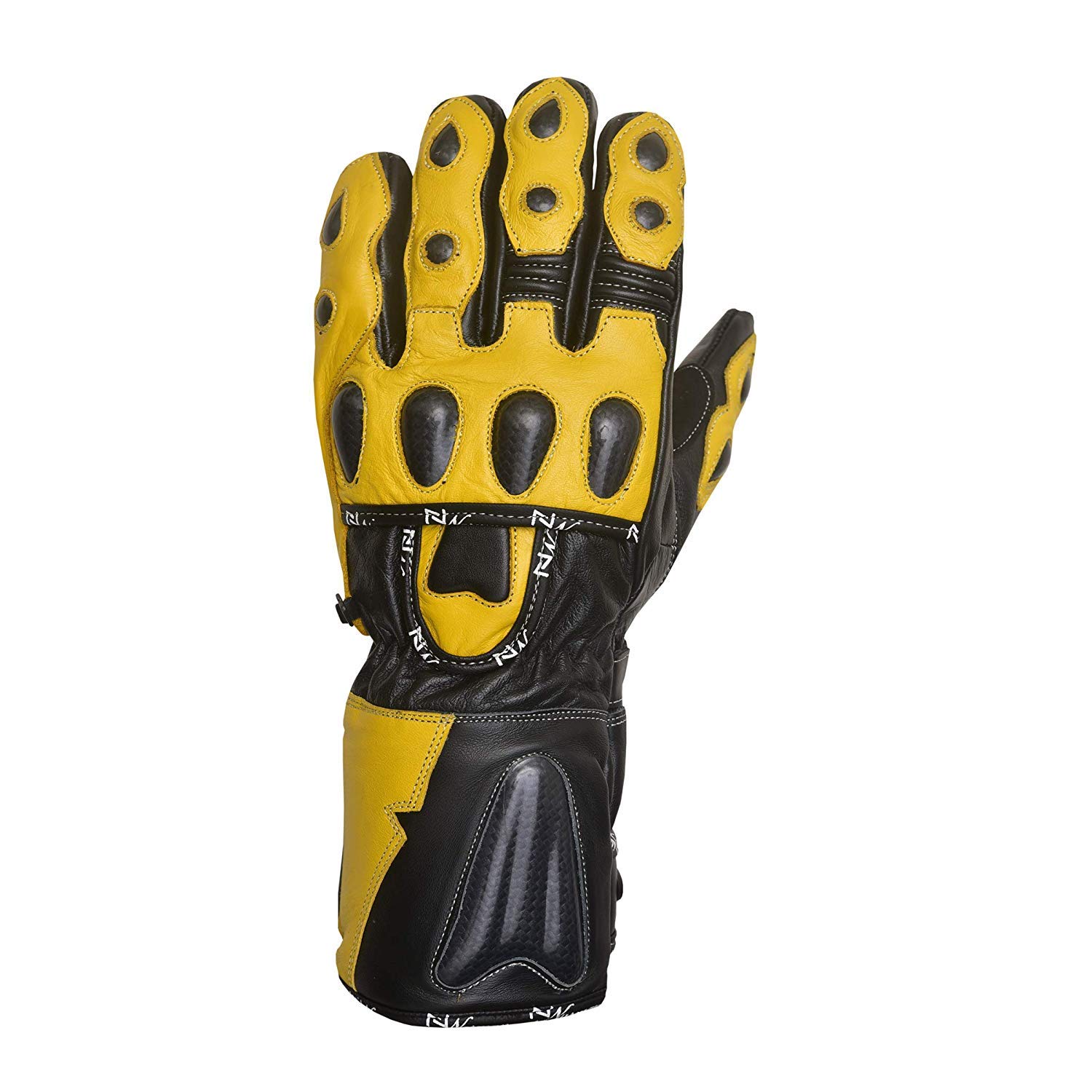 NORMAN Winter Leather Gloves Motorcycle Motorbike Racing Thermal Yellow (L)