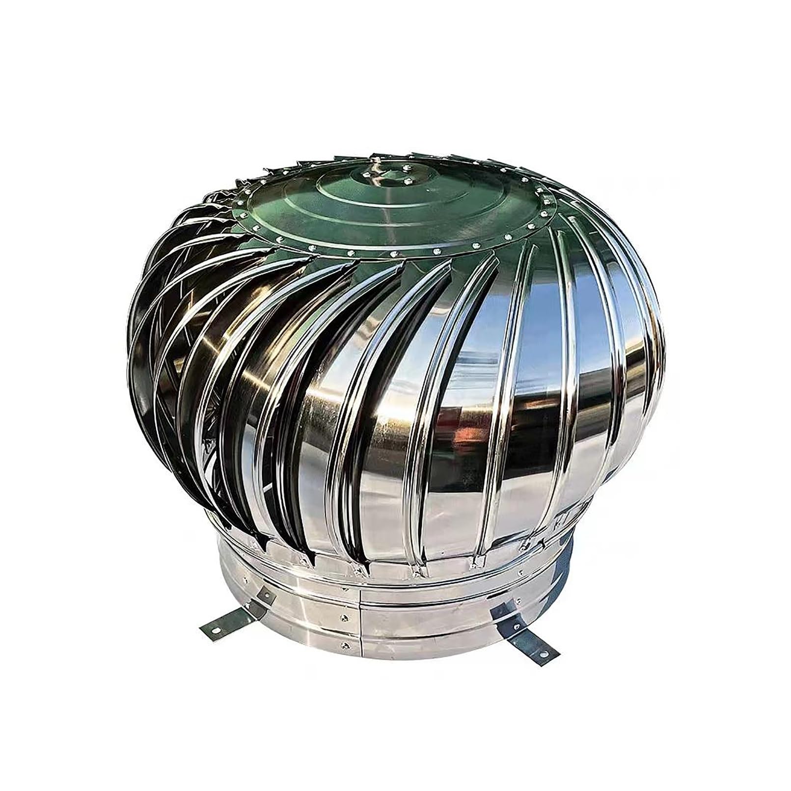 EJGMCNSGB 304 Stainless Steel Roof Turbine Ventilator Chimney Cowl Round Wind Rotating Cap for Roof Exhaust Heat Dissipation Unpowered Rotation Easy to Install (160mm/6.3in)