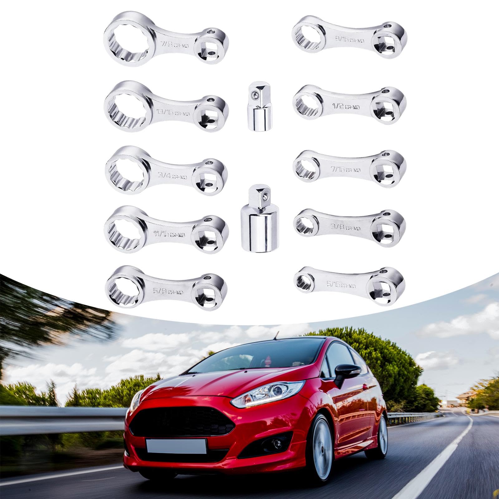 12 Pezzi Set Adattatore Coppia Chiave Dinamometrica Accessorio Estensione Scatola Conservazione Acciaio Cromato Vanadio Funzione Resistente Adatto