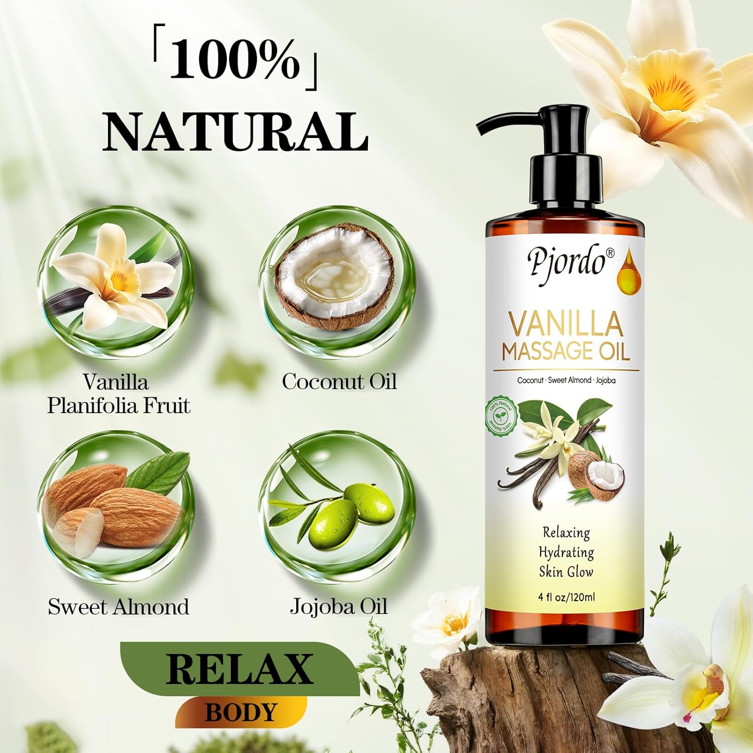 Massage Oil for Massage Therapy, Vanilla, Lavender Oil, with Massage Roller Ball, Massage Oils for Muscle Relaxing, Calming, Soothing & Moisturizing, Valentines Day Gifts for Him Her - Image 3