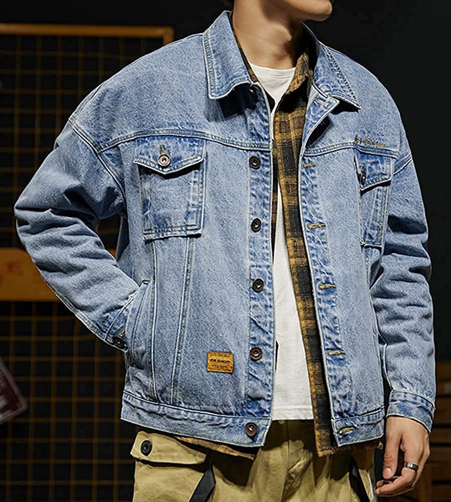 Tomwell Giacca Jeans Uomo Manica Lunga Casual Denim Giubbini Cappotti Oversize Strappata Giacche Giubbotto Uomini Moda Streetwear Autunno Cappotto Leggero Giaccone da Lavoro