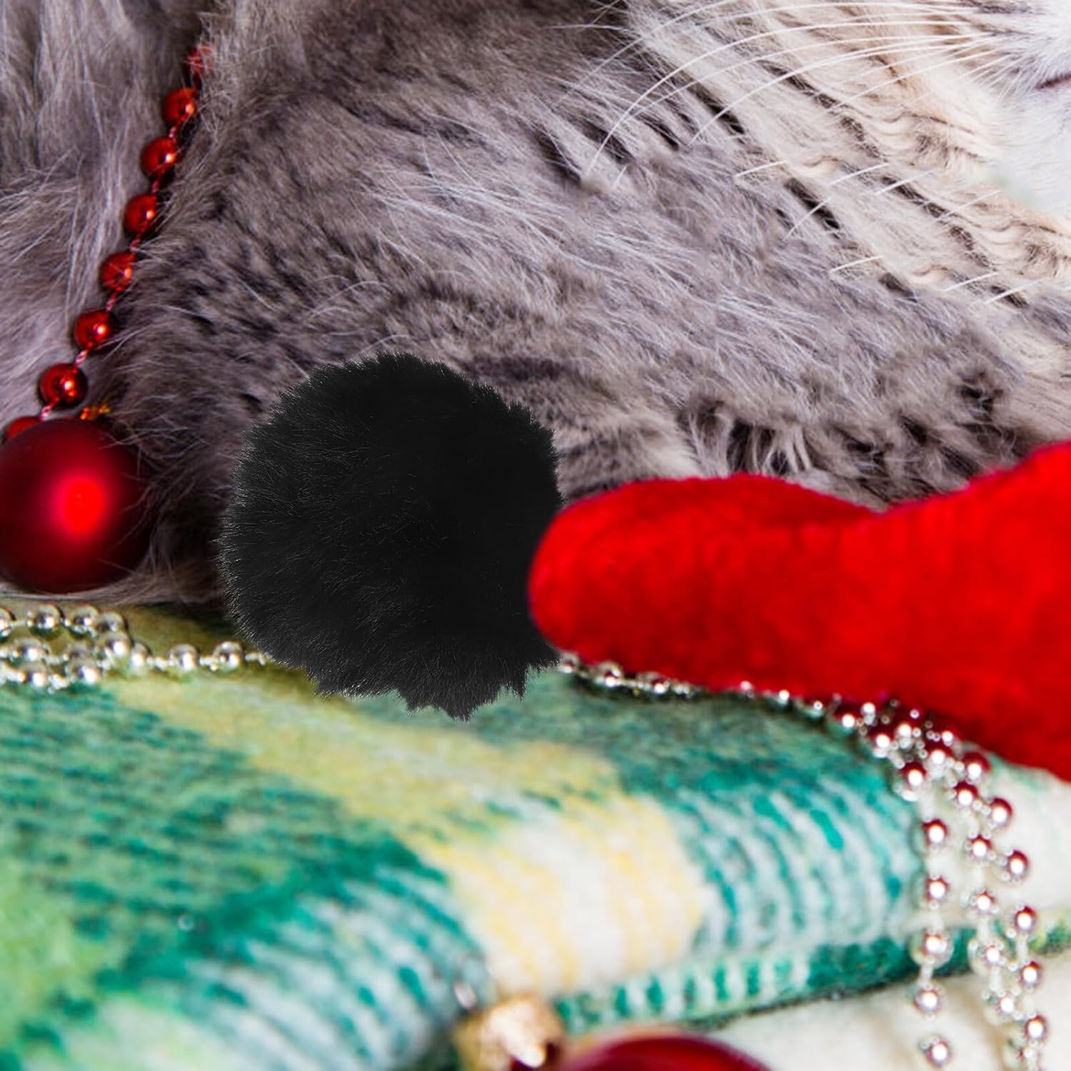 FUOYLOO 40pcs Black Faux Fur Pom Poms for DIY Crafting, 7cm Fluffy Puff Balls for Hats, Scarves, Gloves, Bags, and Keychain Accessories
