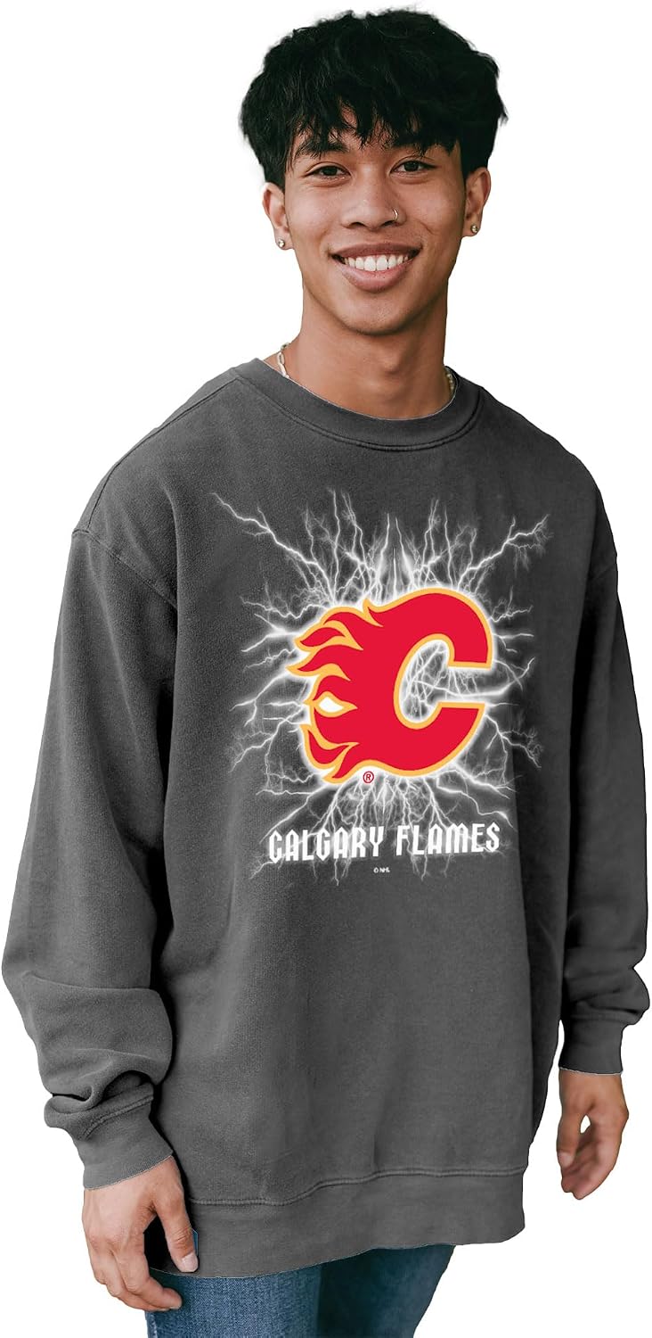 Blue 84 NHL unisex-adult Nhl Officially Licensed Crewneck Sweatshirt Ringspun Electric Black