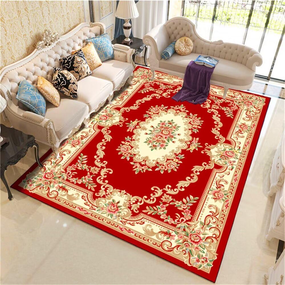 Tapis noel salon rectangle rouge floral 120x160 cm pour accessoires de chambre