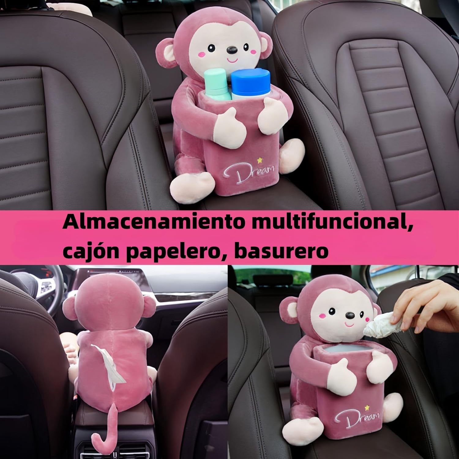 Creative 2 in 1 Car Tissue Box, Car Trash Can (Small Monkey)