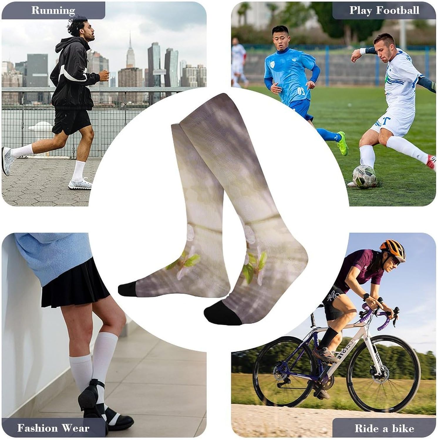 Spring And Flower Socks Hiking Boot Socks Casual Knee High Sock Cozy Outdoor Sport Socks for Women Men