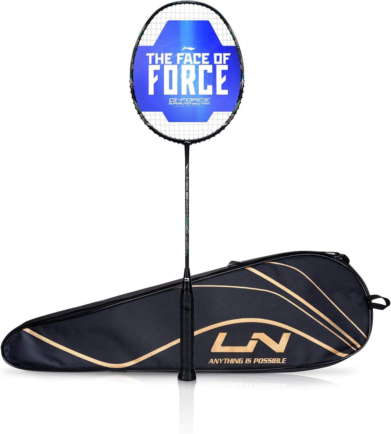 Li-Ning G-Force 3800 II Superlite Strung Badminton Racket with Full Cover | 5U | Maximum Tension ≤ 30 Lbs