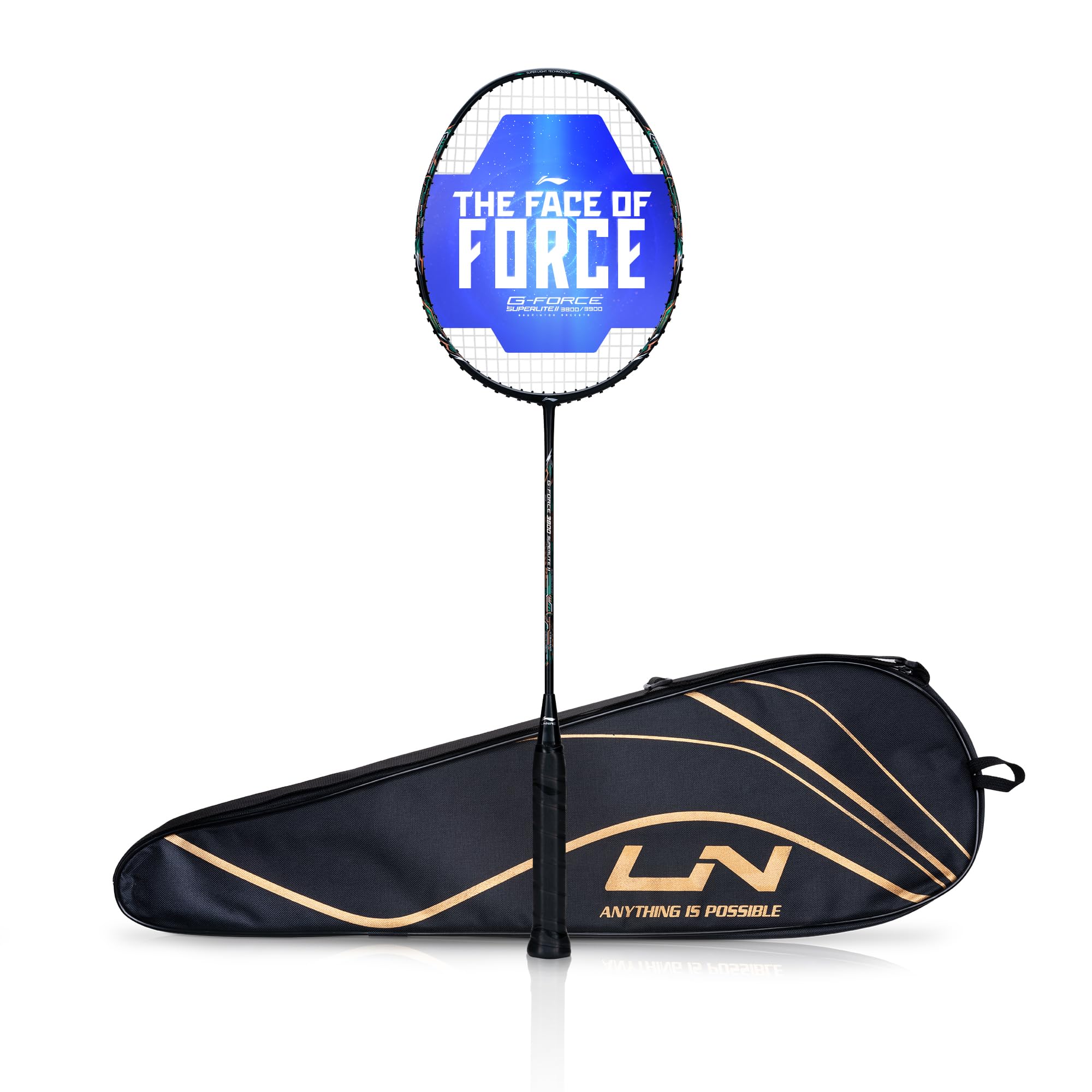 Li-Ning G-Force 3800 II Superlite Strung Badminton Racket with Full Cover | 5U | Maximum Tension ≤ 30 Lbs