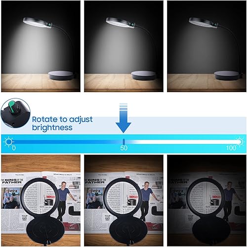 Miniatura 4 de Lupa 10 veces con luz y soporte, lupa manos libres de escritorio, lupa iluminada para trabajo cercano, lectura, pasatiempos, reparación de