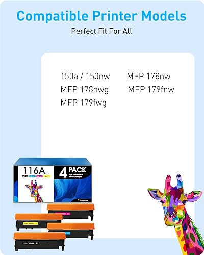 Miniatura 2 de Cartuchos de tóner 116A compatibles con HP 116A W2060A W2061A W2062A W2063A para impresoras HP Color Laser MFP 179fnw MFP 178nw 150a 150nw 179 178