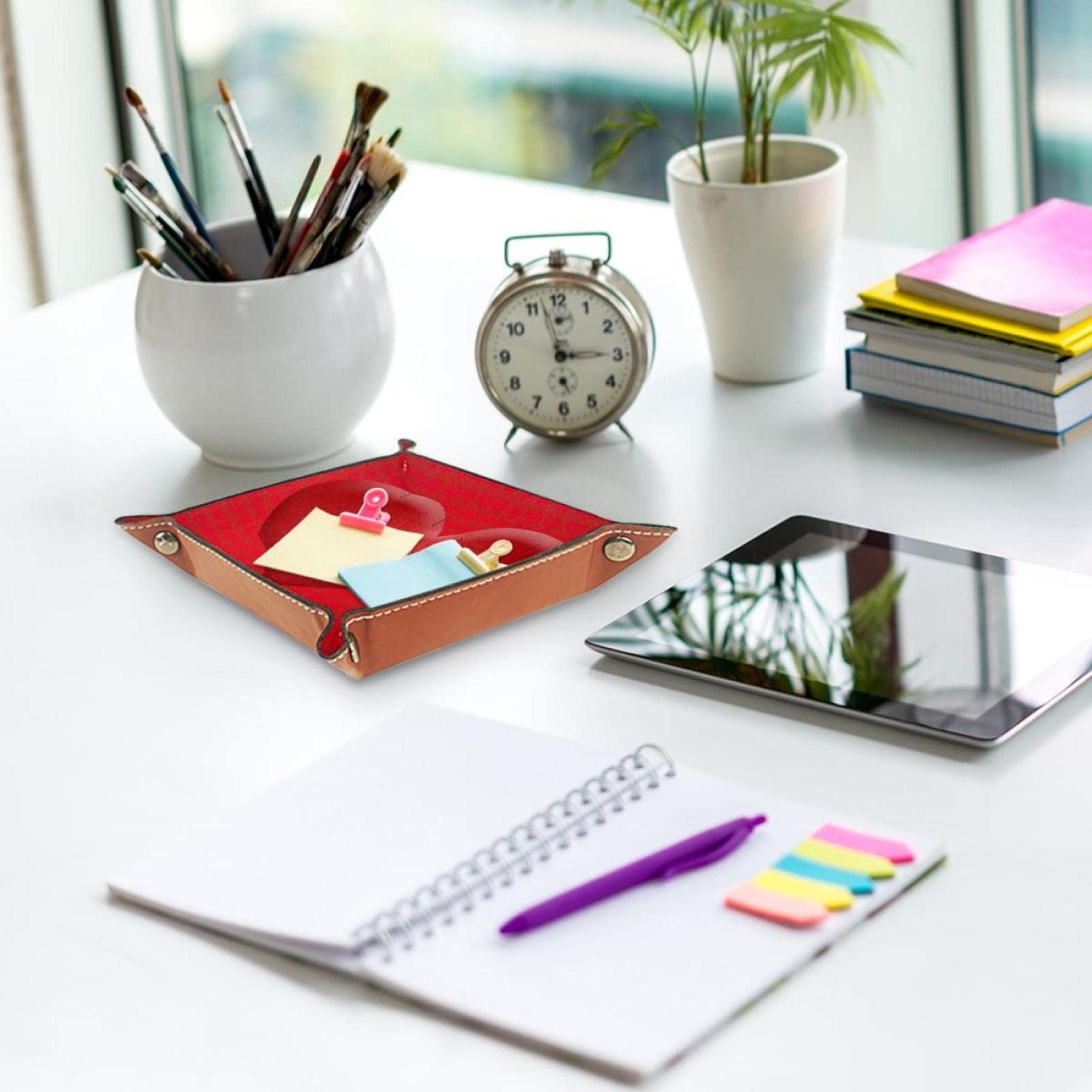 Vassoio Svuotatasche Bicolore - Portaoggetti Con Chiusura A Bottoni - Foto 13