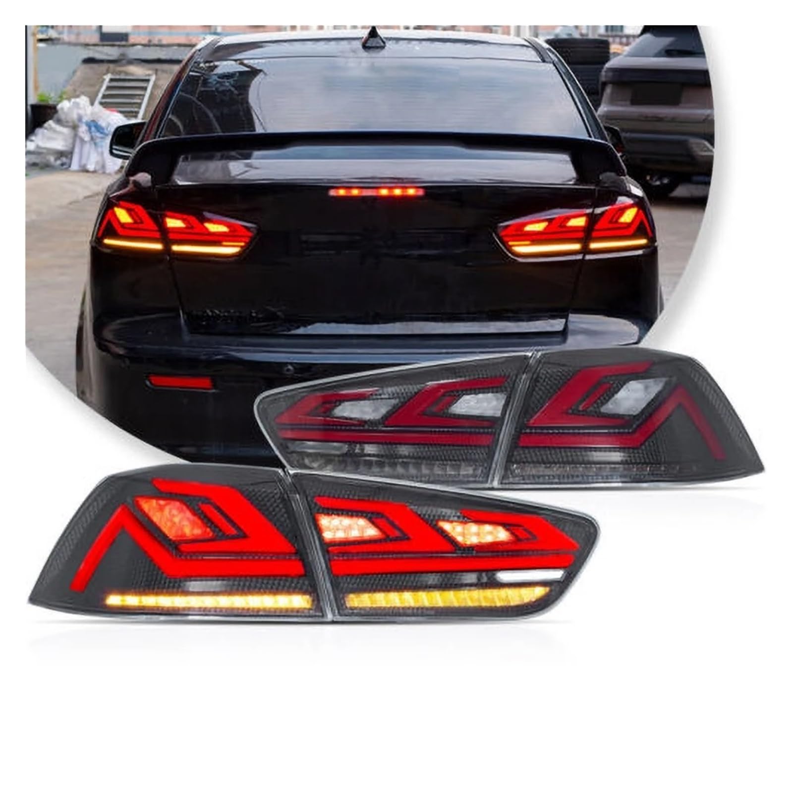 Faro Fanale Posteriore Per Mitsubishi Per Lancer Per EVO-X 2008-2018 Dinamica LED Luce Di Segnale Freno Coda Auto Parti Tuning 2PCs Montaggio