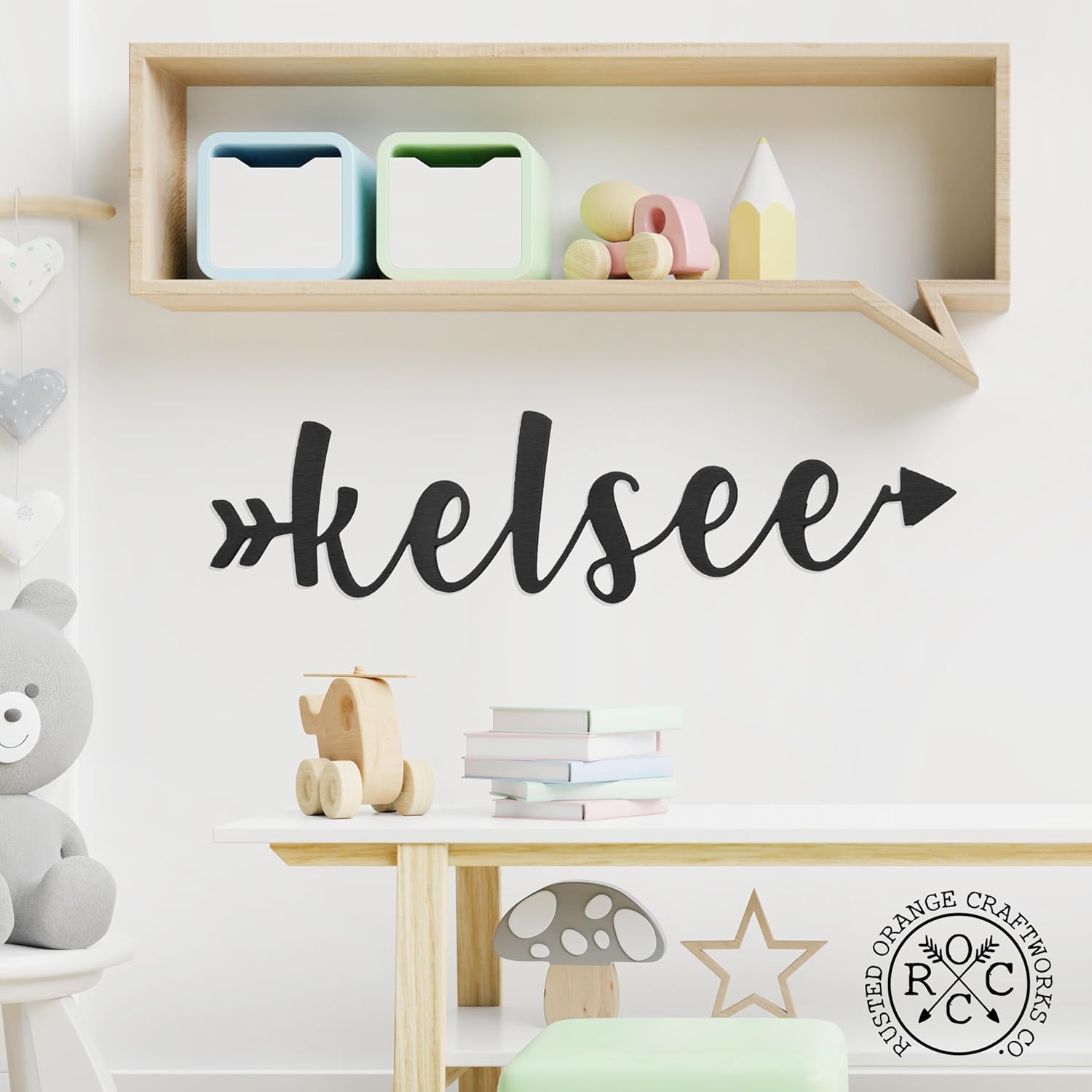 Calligraphy Arrow Name Sign – Custom Metal Wall Decor for Bedroom, Nursery, or Kids Room | Personalized Arrow Wall Art | Teen Room Decor | Baby Name Sign | Metal Name Sign (2 Sizes)
