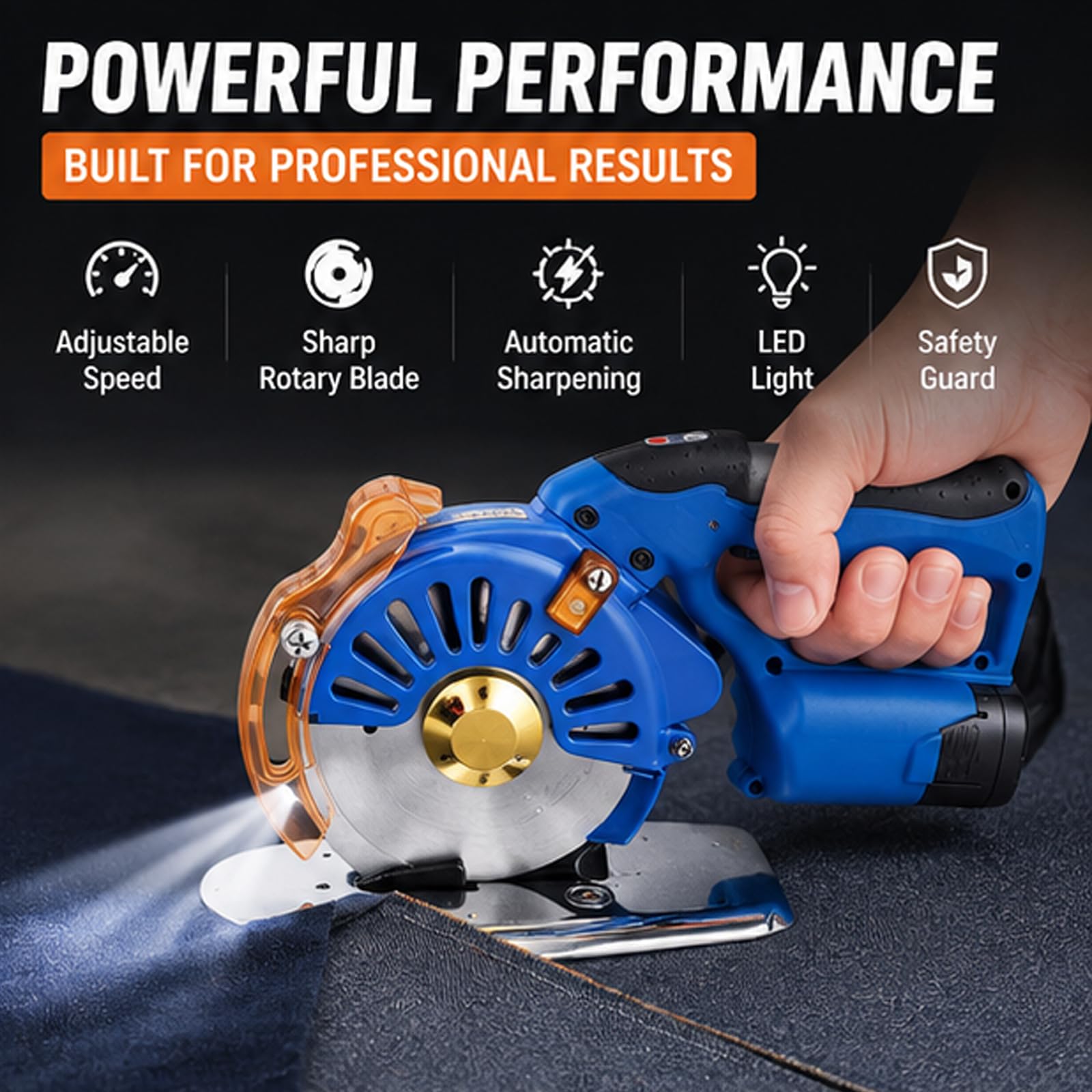 Cortadora de Tela inalámbrica, Herramienta rotativa eléctrica portátil con Velocidad Ajustable, 2 baterías Incluidas, Ideal para Tela, Cuero, Alfombra, cartón y plástico.