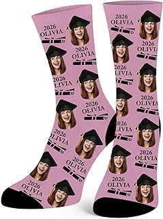 2026 Graduation Gifts Custom Socks with Face & Name, Personalized Class of 2026 Gifts Customized Socks for Him Her
