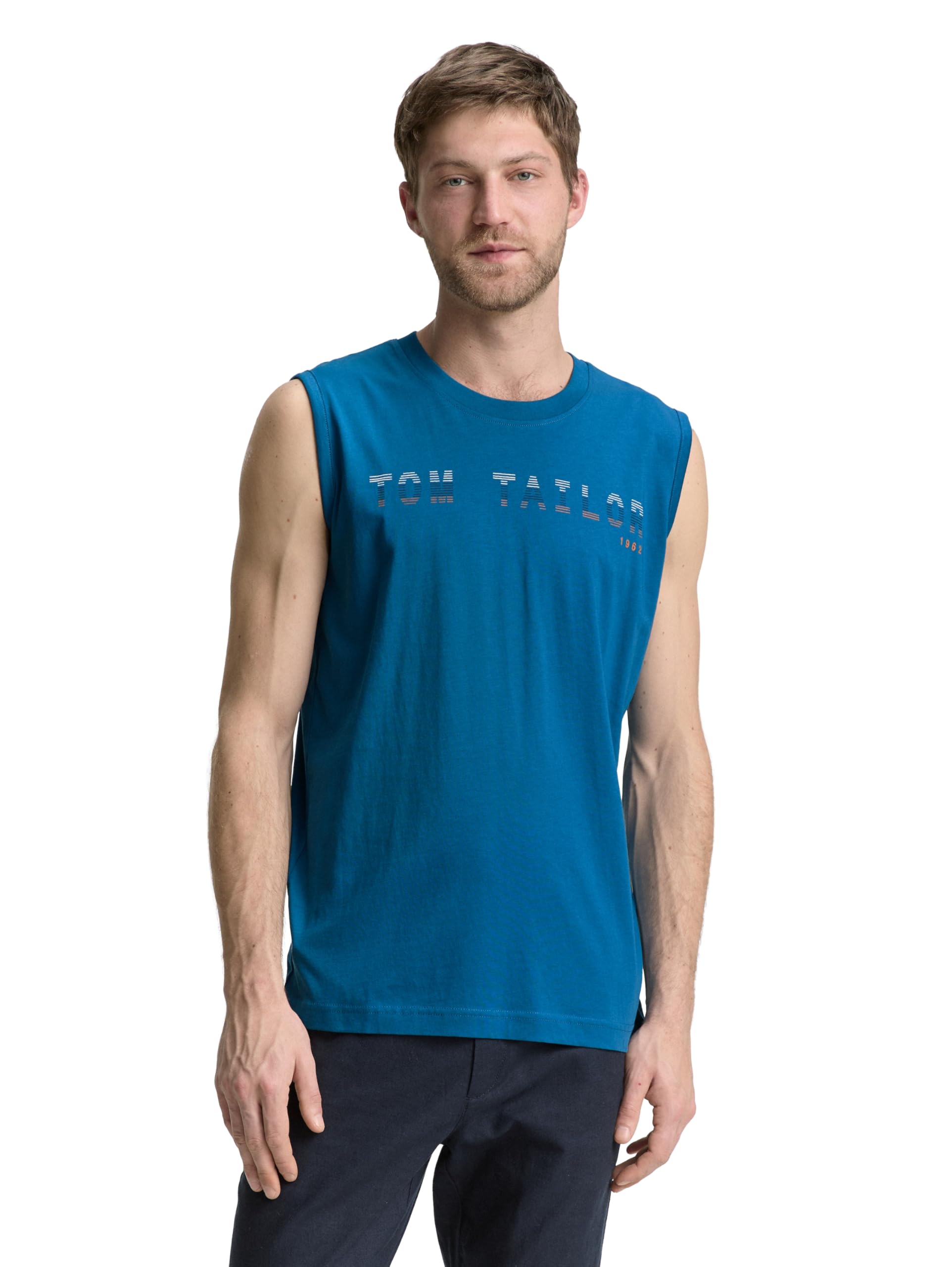 Tom Tailor Herren Tanktop mit Logo-Print
