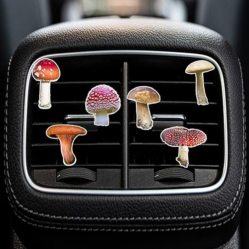 Miniatura 5 de 6 clips de ventilación de hongos, lindo taburete de seta para automóvil, ambientadores divertidos para difusor de automóvil, decoración interior del