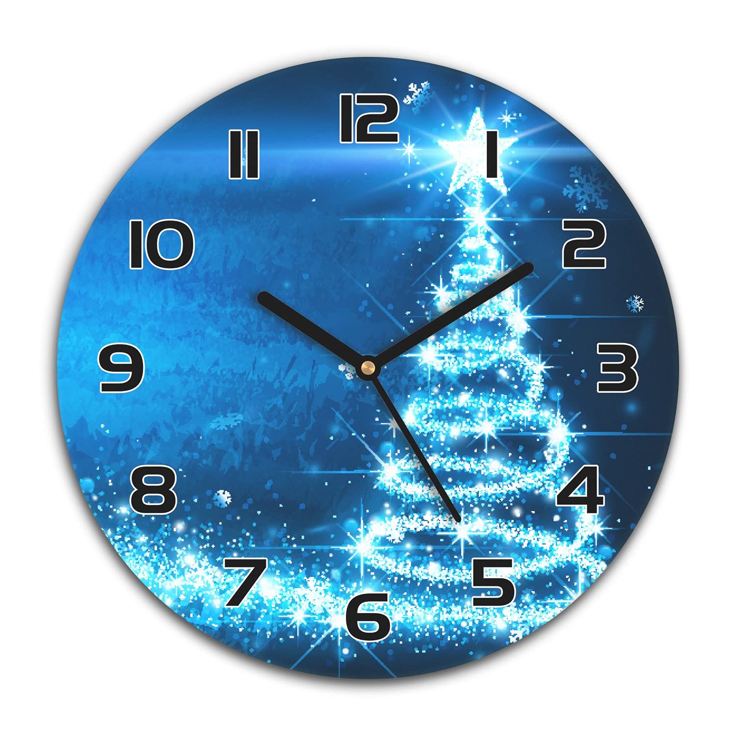 Horloge de Noël en verre Coloray 30 cm | Pendule silencieuse festive pour salon