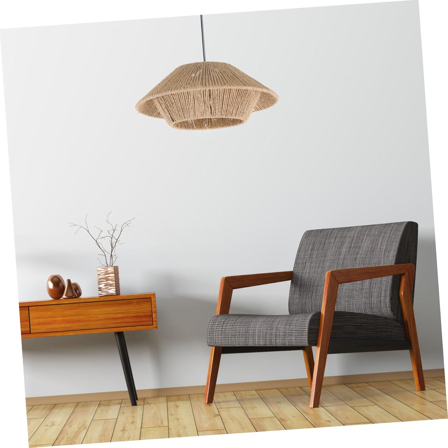 Simulated Rattan Ceiling Light Shade for Indoor Use Weaving Lamp Shade for Chandelier Wall and Ceiling Fixtures Vintage Design Natural Atmosphere for Living Room Restaurant Cafe