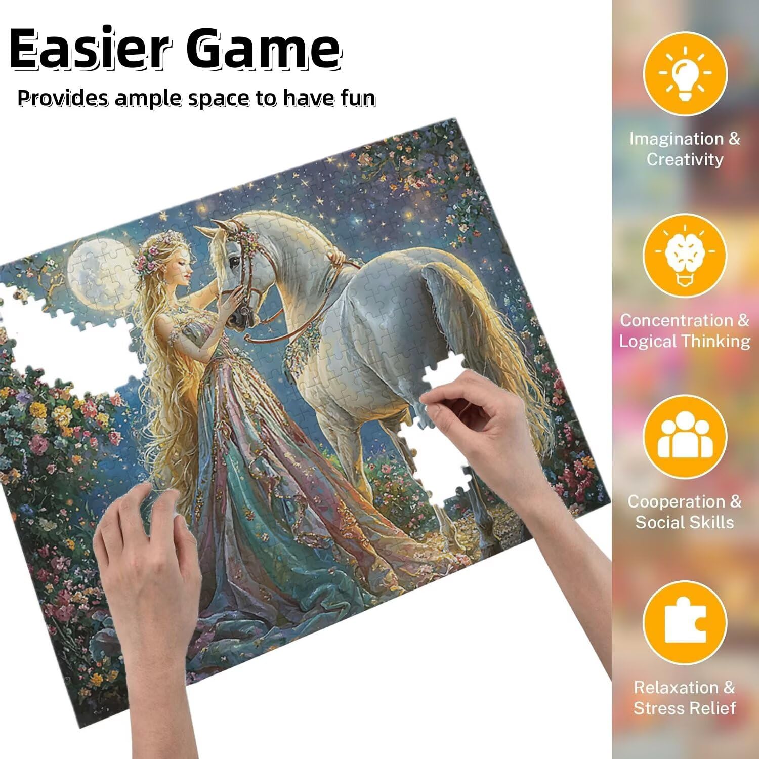 Jigsaw Puzzle, 4000 Pezzi Puzzle Classici, DonnaPuzzle Rilassamento Intelligence, Mpossibile Difficile Puzzle Impegnativo per Adulti Puzzle Gioco Familiare, Regalo per Amore Amico Cavallo fr0-634