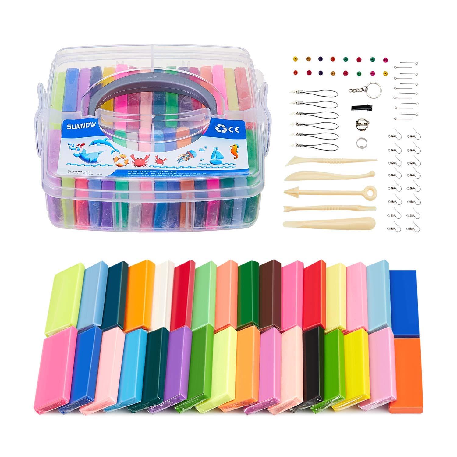 Polymer Clay Set - 36 Farben 900g/1.98LB Polymer Clay Ofen Backen Lehm Figur DIY Basteln & Modellierung Lehm,Geschenke für Kinder/Spielzeuge für Kinder