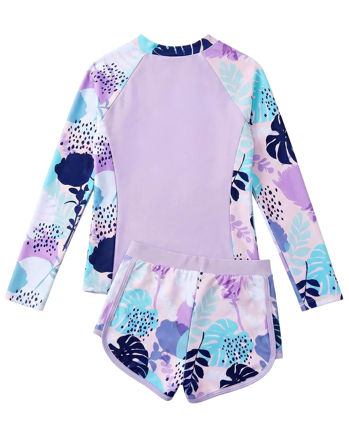 DivingBirds Maillots de Bain Fille Manche Longue Maillot de Bain 2 Pieces Ado Fille Maillot Bain UV, 8-12 Ans
