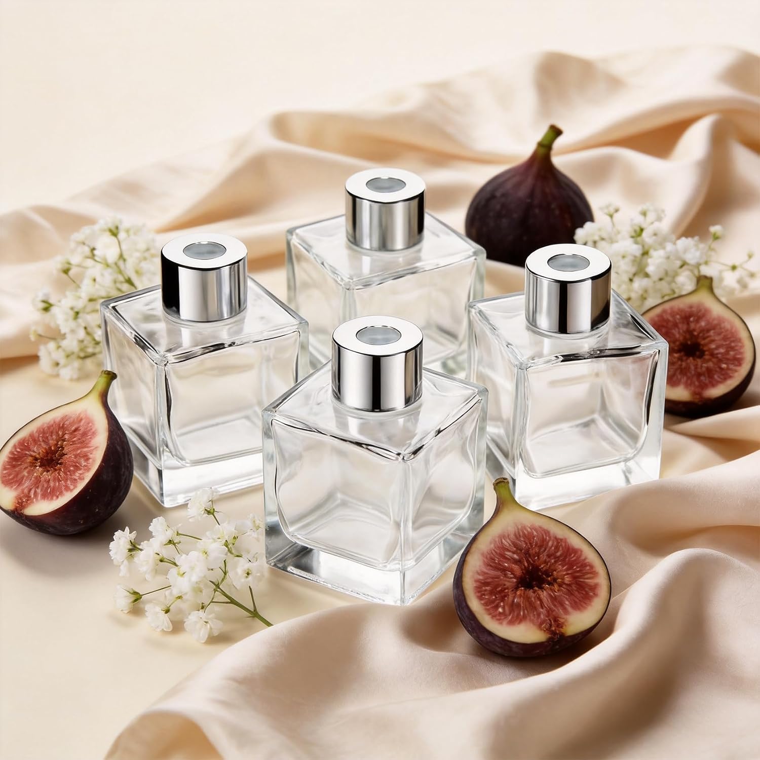 50ml Fragrance Glass Reed Diffuser Bottles Set of 4 Jars