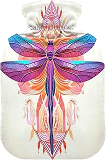 Wajiw Hot Water Bottle with Cover 2L Warm Water Bottle for Hot and Cold Compress Hot and Cold Therapies,Hand Feet Warmer,Dragonfly