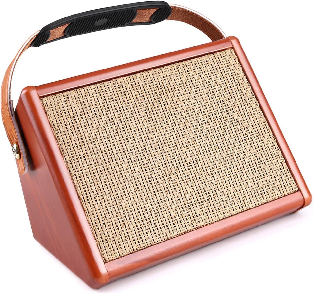 Guitar Amplifier Acoustic AC-15 15W Portable Acoustic Guitar Amplifier Amp Speaker with Microphone Input Supports Bass Treble Control Reverb Effect Built-in Rechargeable Battery