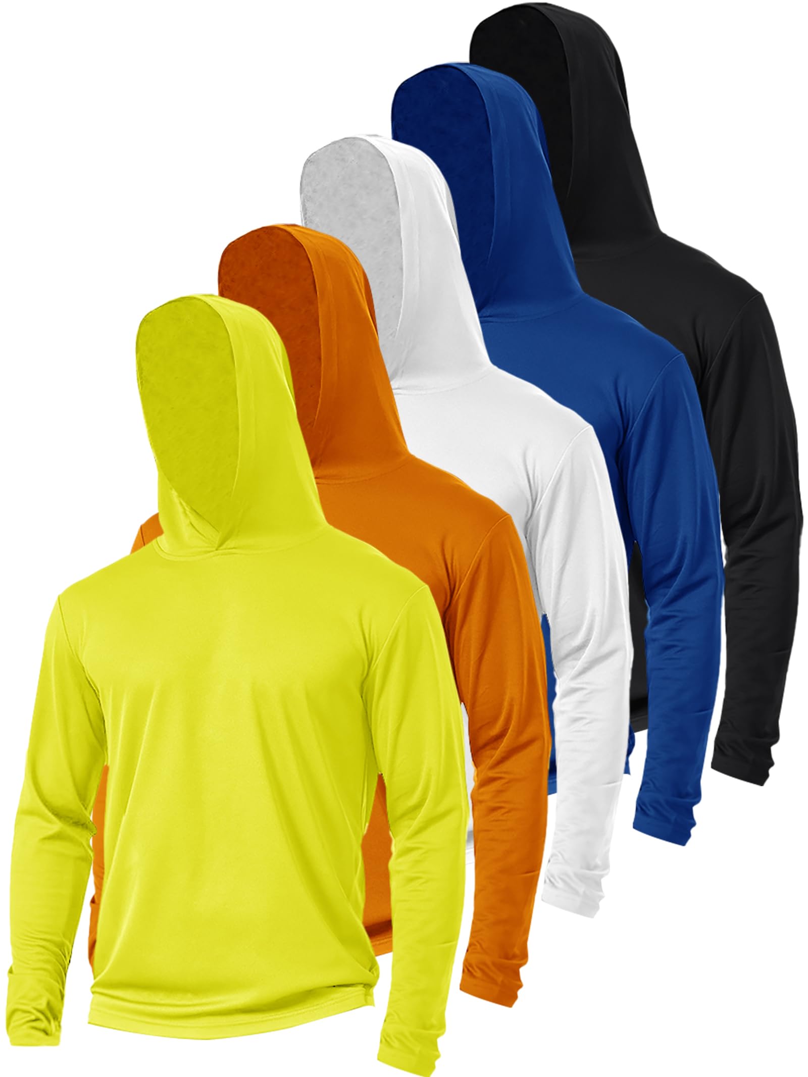 5 Pack Sun Protection Hoodie for Men UV Long Sleeve Shirts Quick Dry Lightweight Work Athletic Summer Pullover Sweatshirt
