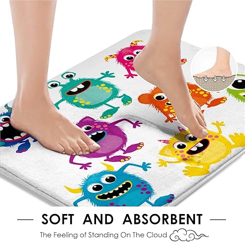 Miniatura 4 de Juego de baño de monstruos con cortina de ducha y accesorios de alfombras, bonito juego de cortina de ducha para niños, divertido juego de cortina