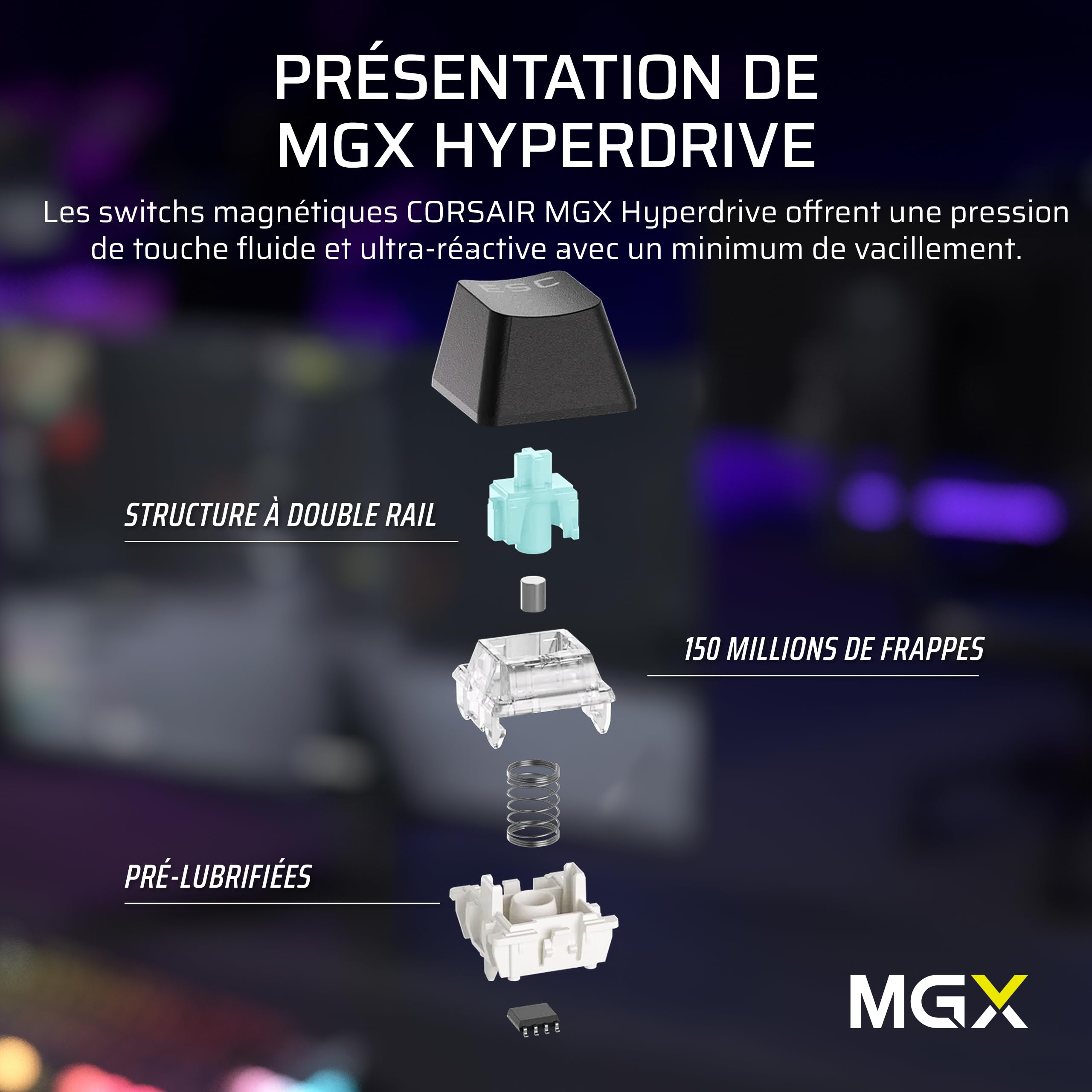 Corsair K70 Pro TKL RGB Clavier de Jeu Filaire Magnétique-Mécanique – Noir | Interrupteurs Ajustables MGX Hyperdrive à Effet Hall Pré-Lubrifiés, SOCD et Déclenchement Rapide Simultanés, 8000Hz, AZERTY