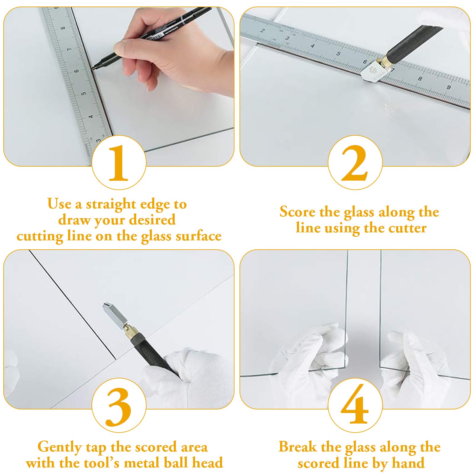 Tagliavetro per vetro spesso, 2 mm a 20 mm, taglia vetro a mano, tagliavetro professionale, per specchi, piastrelle, finestre, vetrate, taglio domestico, progetti fai da te