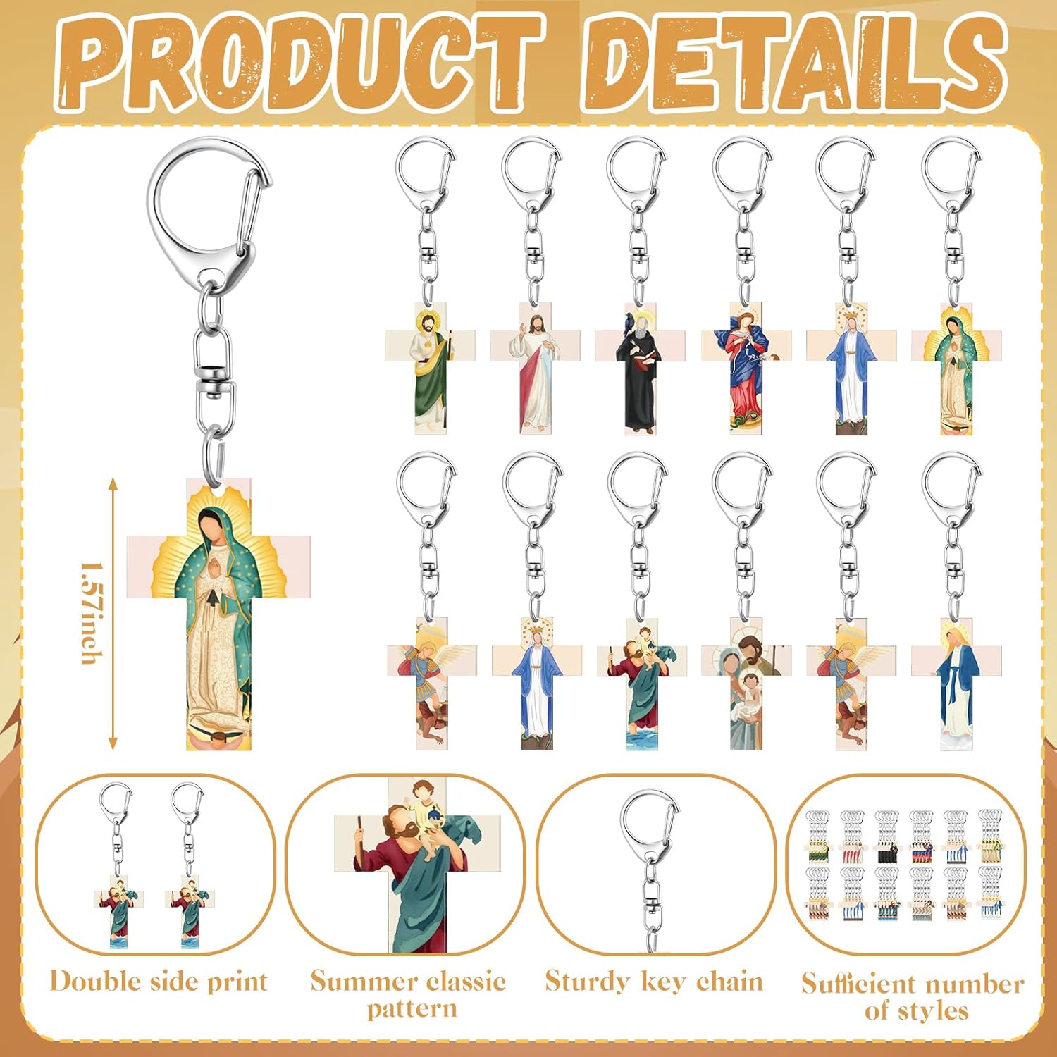 Landical Catholic Gifts Catholic Saints Keychain Acrylic Christian Keychain Religious Key Ring Gifts Jewelry for Women Men - Image 3