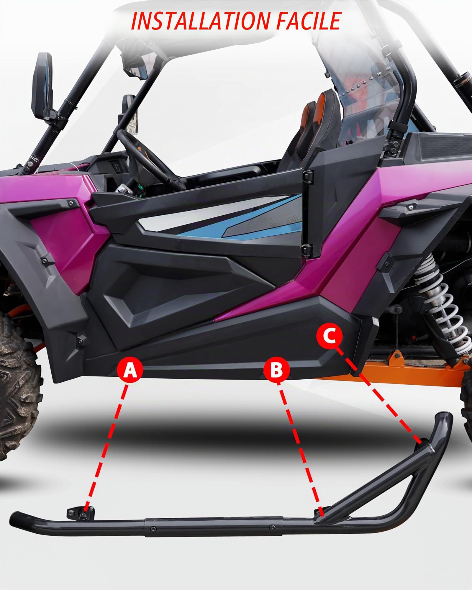 SAUTVS Barres Nerf pour RZR XP 1000 14-22, Cadre de Protection de Pare-Chocs latéral combiné, marchepieds latéraux, Barres Nerf pour Polaris RZR S 1000 XP 1000 Turbo 900 Trail S 900 2014-2022