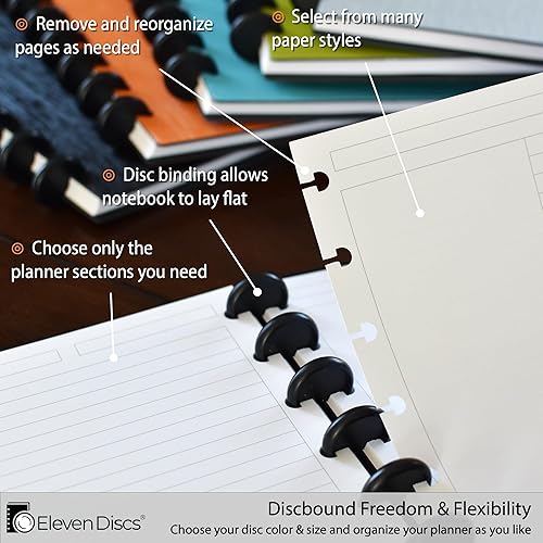 Miniatura 6 de Discos de expansión negros de 1 pulgadas para cuaderno personalizado y planificador para Circa, exclusivamente compatibles, no para arco o TUL