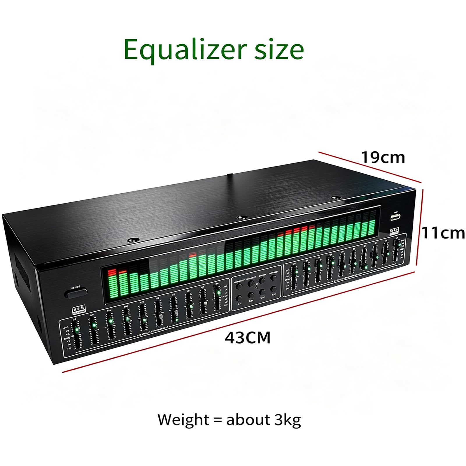 Égaliseur Graphique Stéréo, Égaliseur Audio Numérique 5.4 avec Affichage Dynamique du Spectre par LED, Décodeur Optique Coaxial Et Réduction du Bruit pour Home Cinéma, Studio Denregistrement,