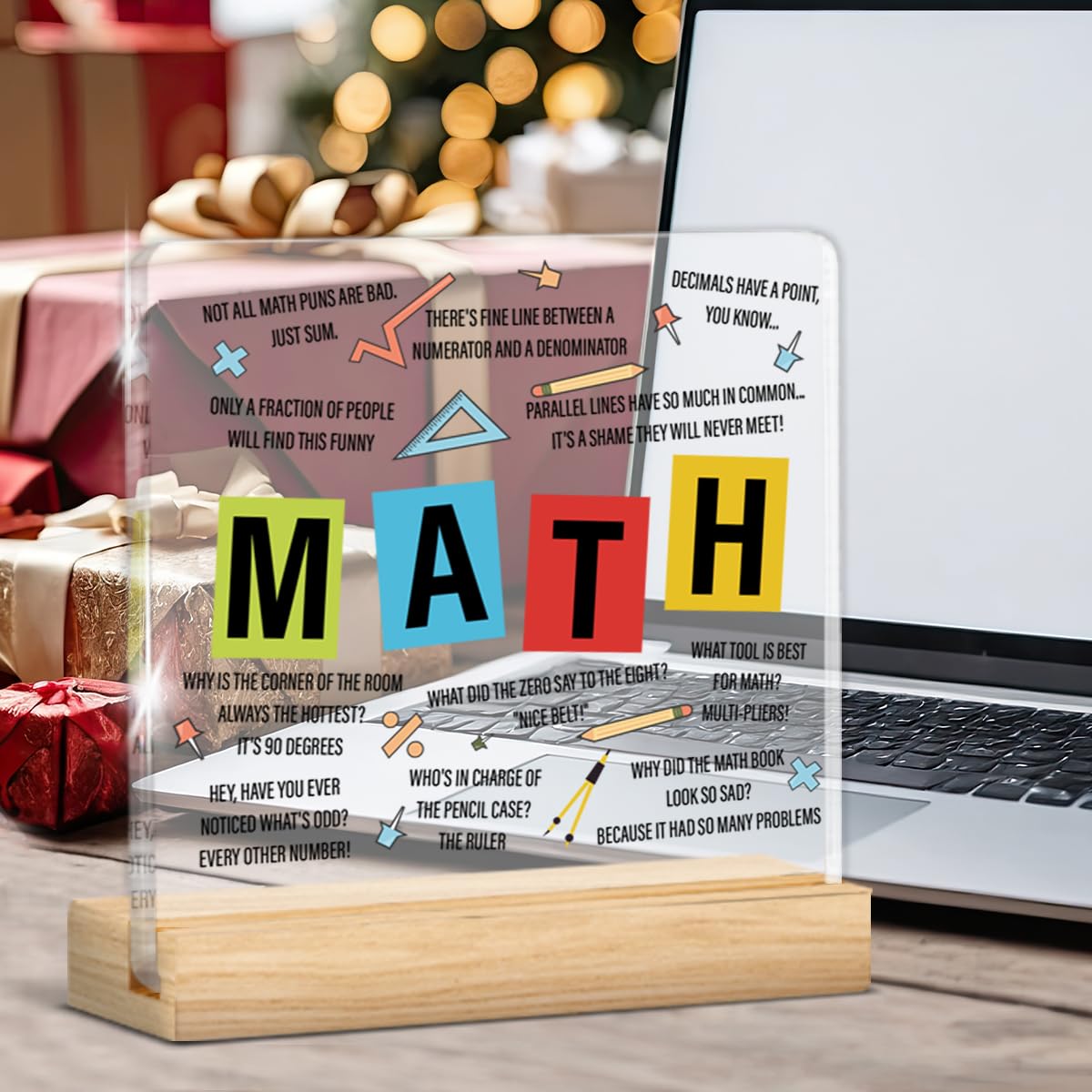 Math Teacher Gifts for Women Men, Gifts for Math Teacher Thank You Appreciation Retirement Back to School, Clear Acrylic Desk Decorative Sign Decor